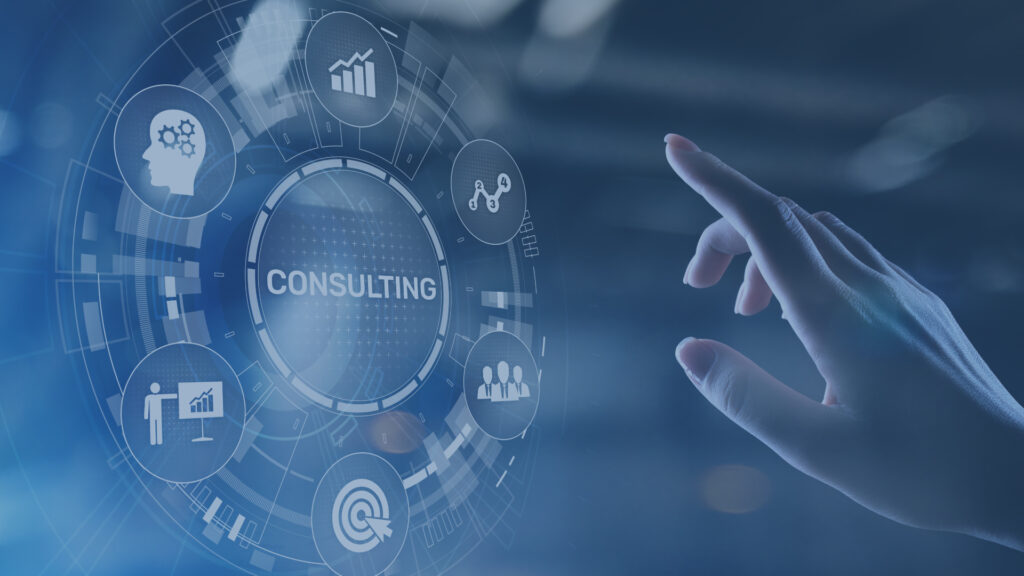 Touch screen with consulting and finger about to touch.