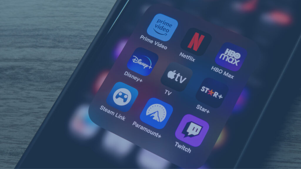 Streaming apps on cell phone.