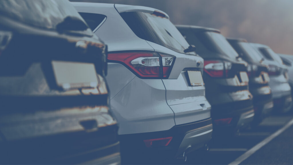Rear-end view of SUVs.